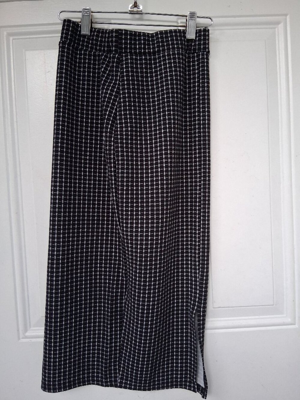 Black white print midi-skirt pencil skirt Shein Size S